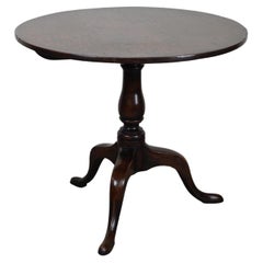 Round antique English oak tilt-top table with wonderful colors