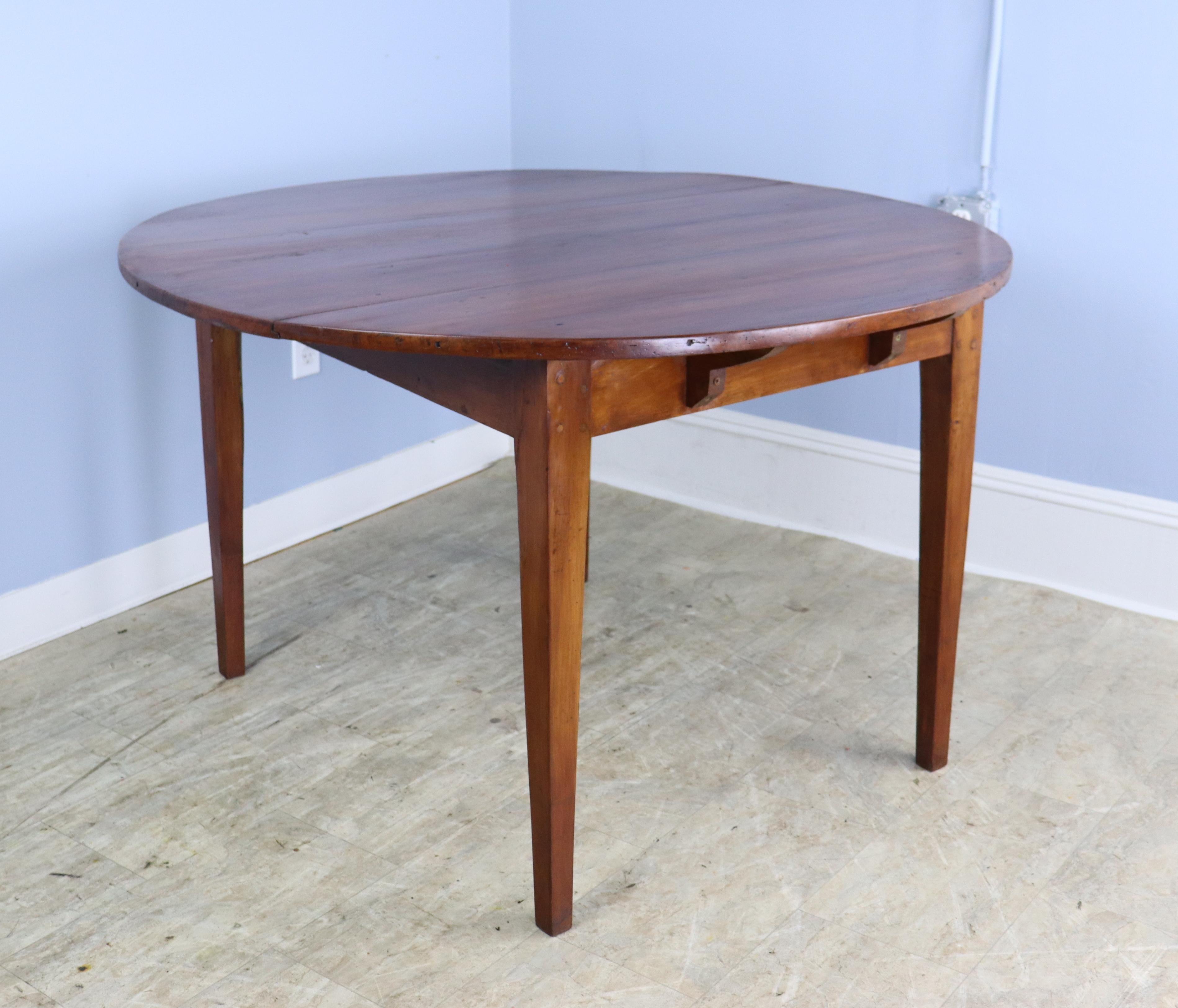 French Round Antique Fruitwood Dining Table