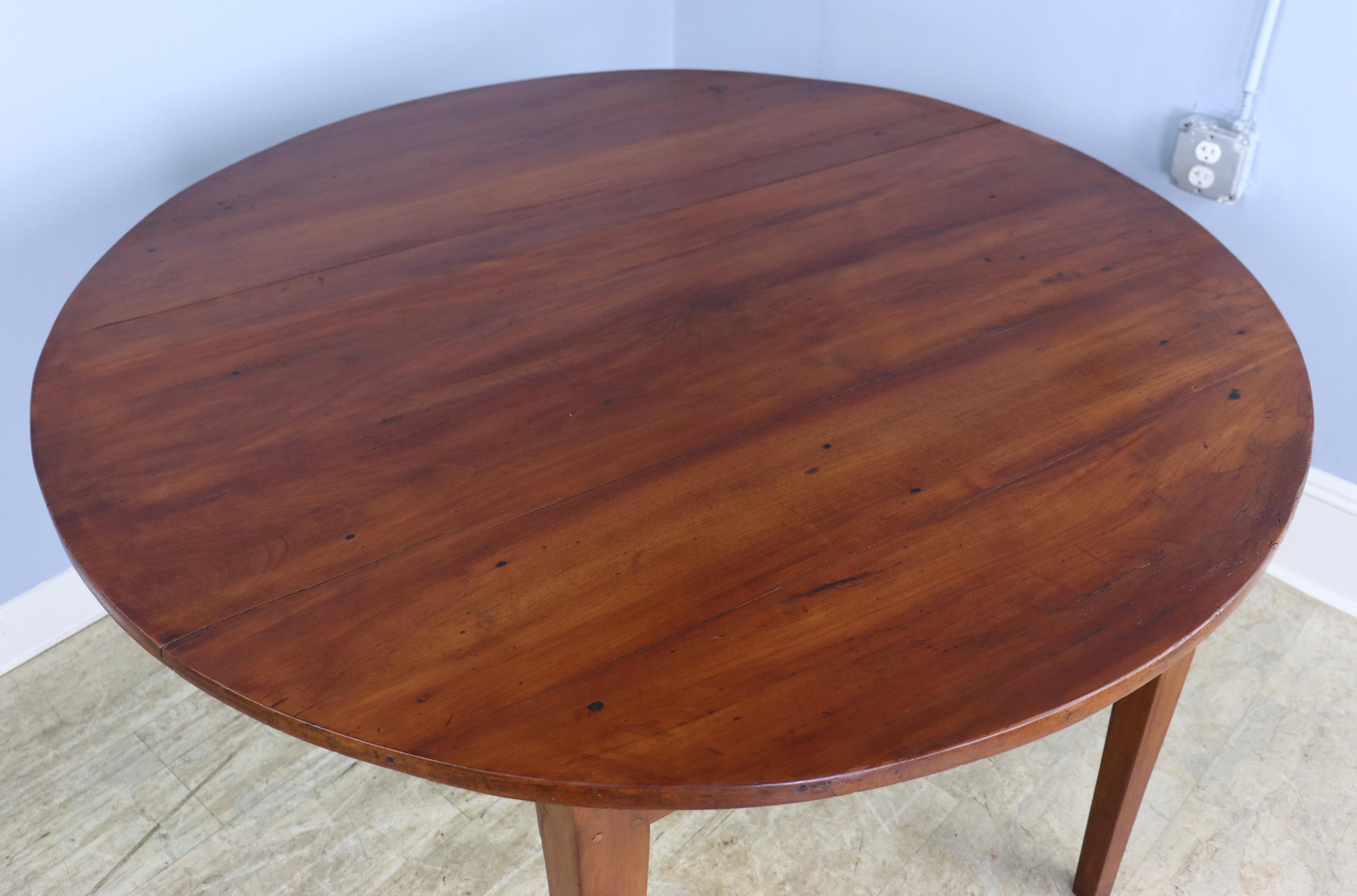 Round Antique Fruitwood Dining Table In Good Condition In Port Chester, NY