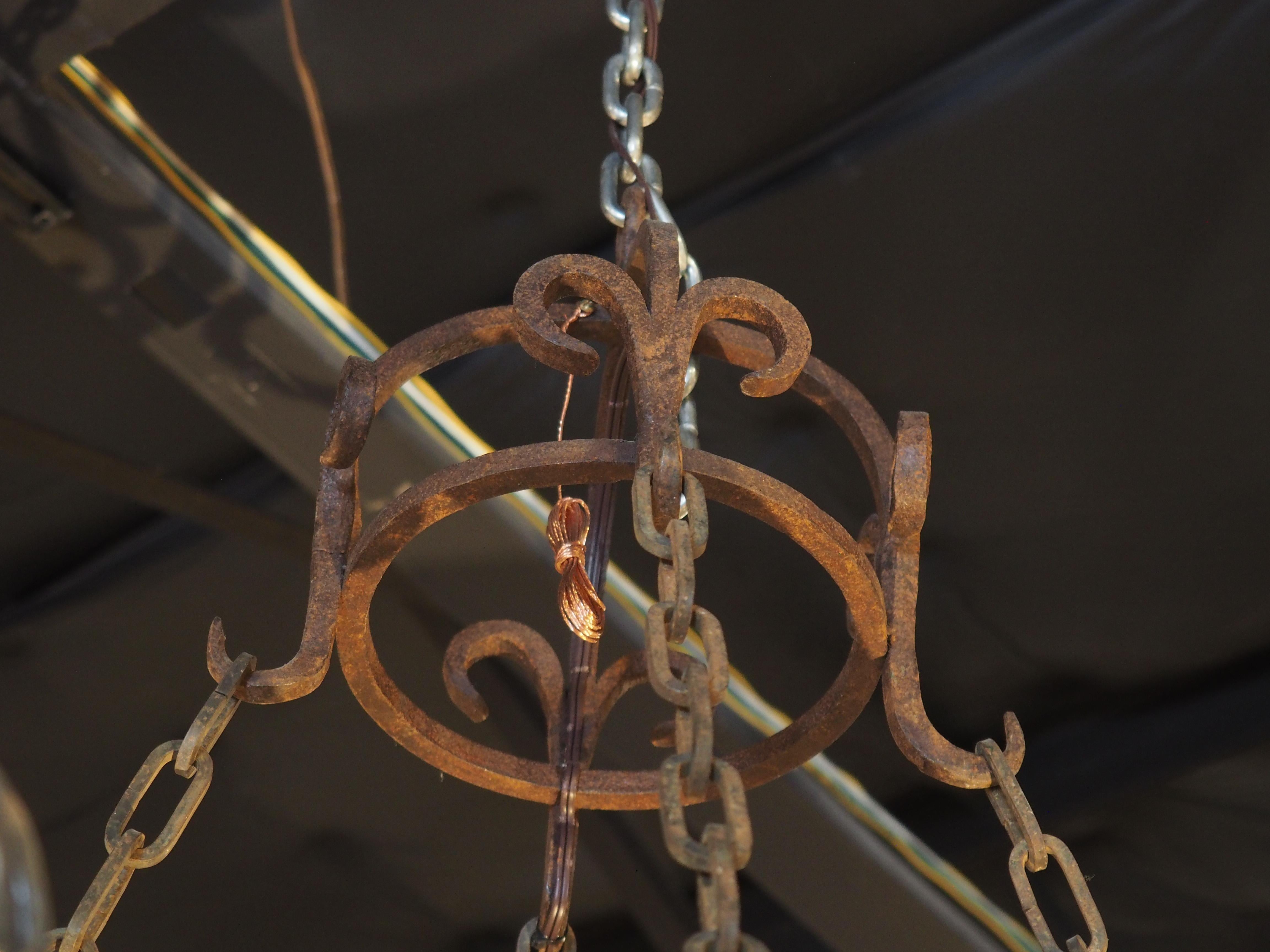 Round Antique Iron Chandelier from France, circa 1900 2