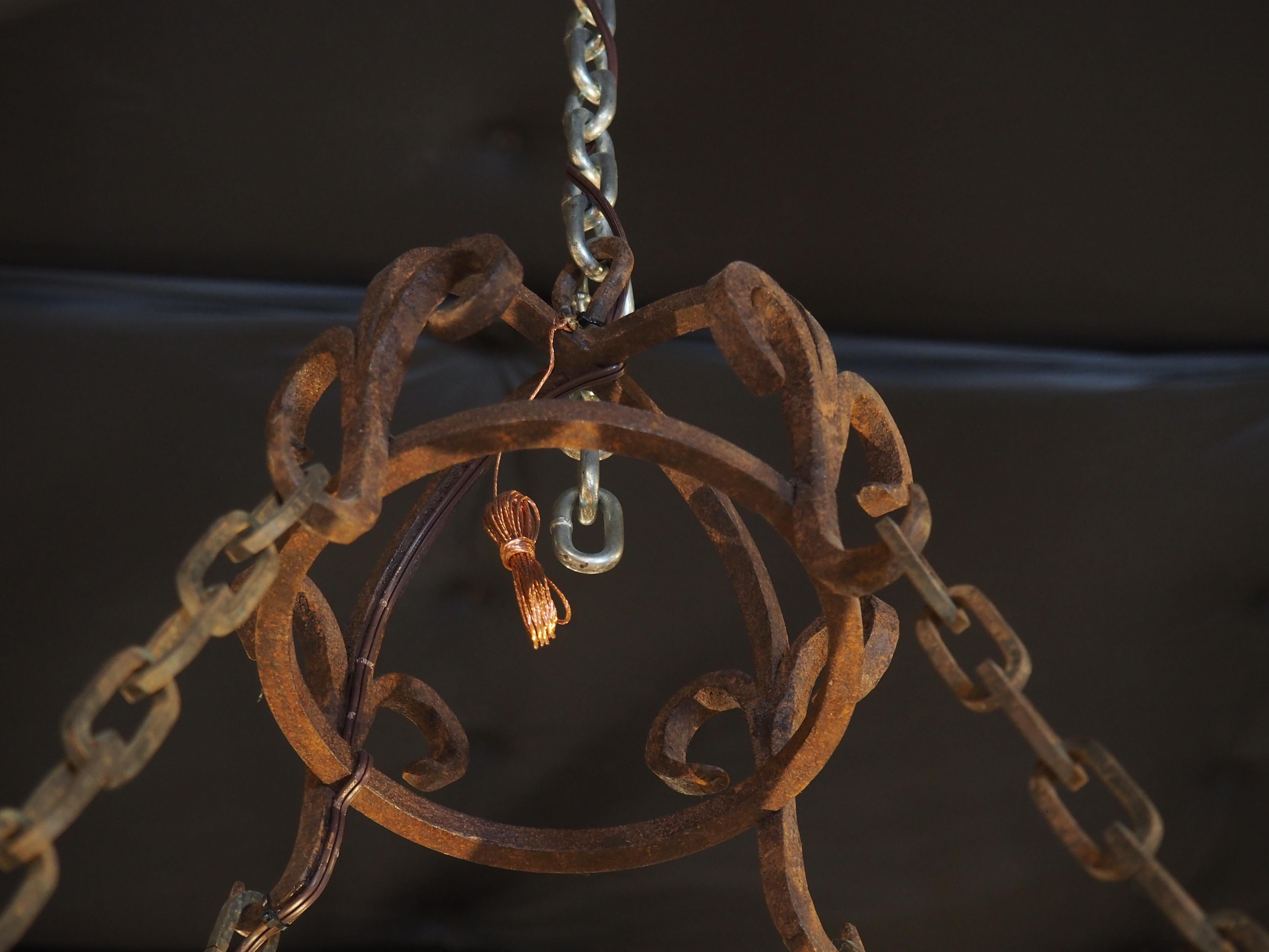 Round Antique Iron Chandelier from France, circa 1900 5