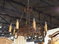 Round Antique Iron Chandelier from France, circa 1900