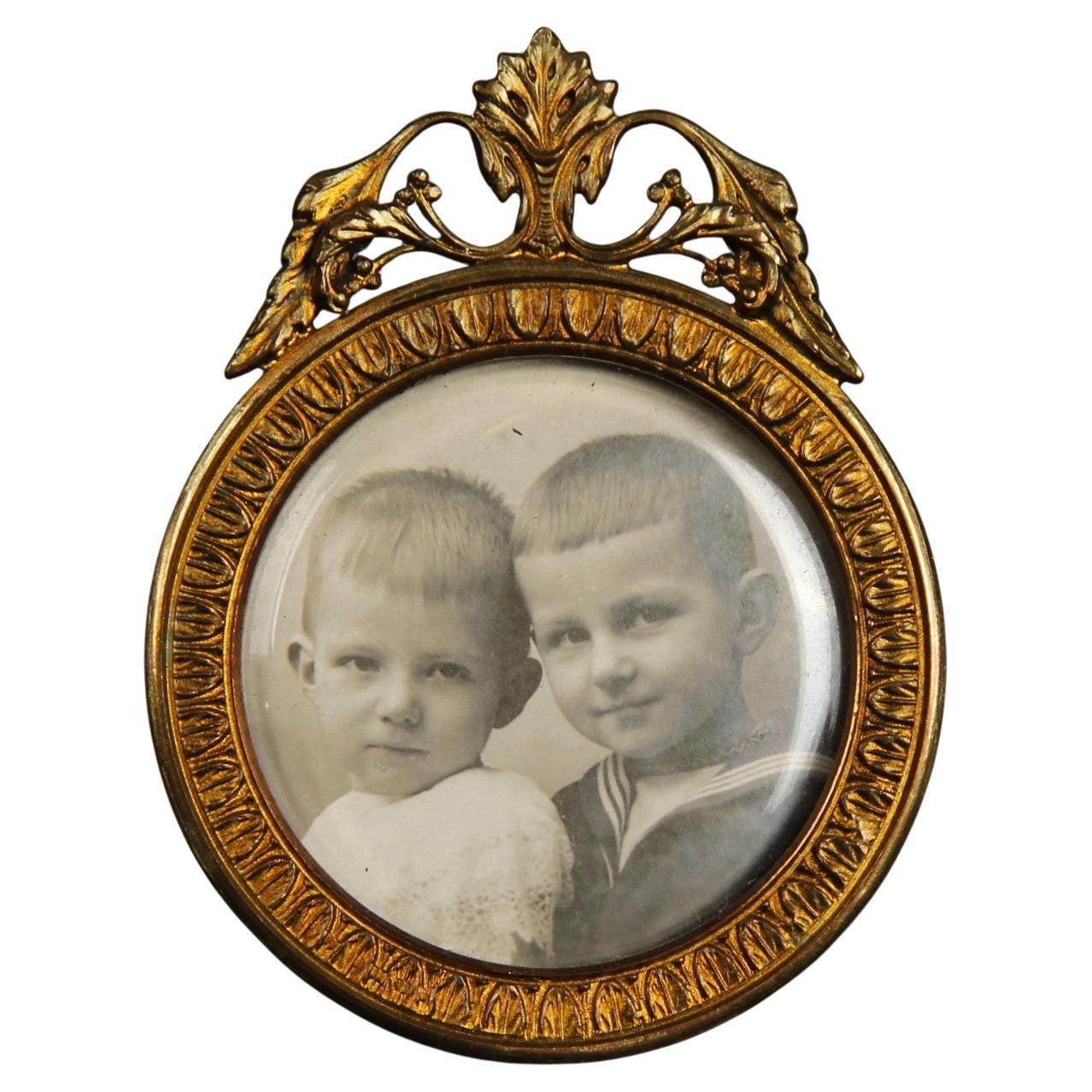 Cornice antica rotonda, cornice vittoriana, Francia, 1880, 3 x 3 cm