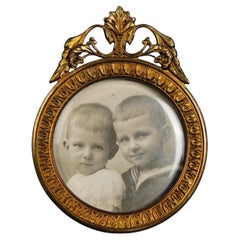 Round Antique Picture Frame, Victorian Photo Frame, France, 1880s, 3 x 3 cm