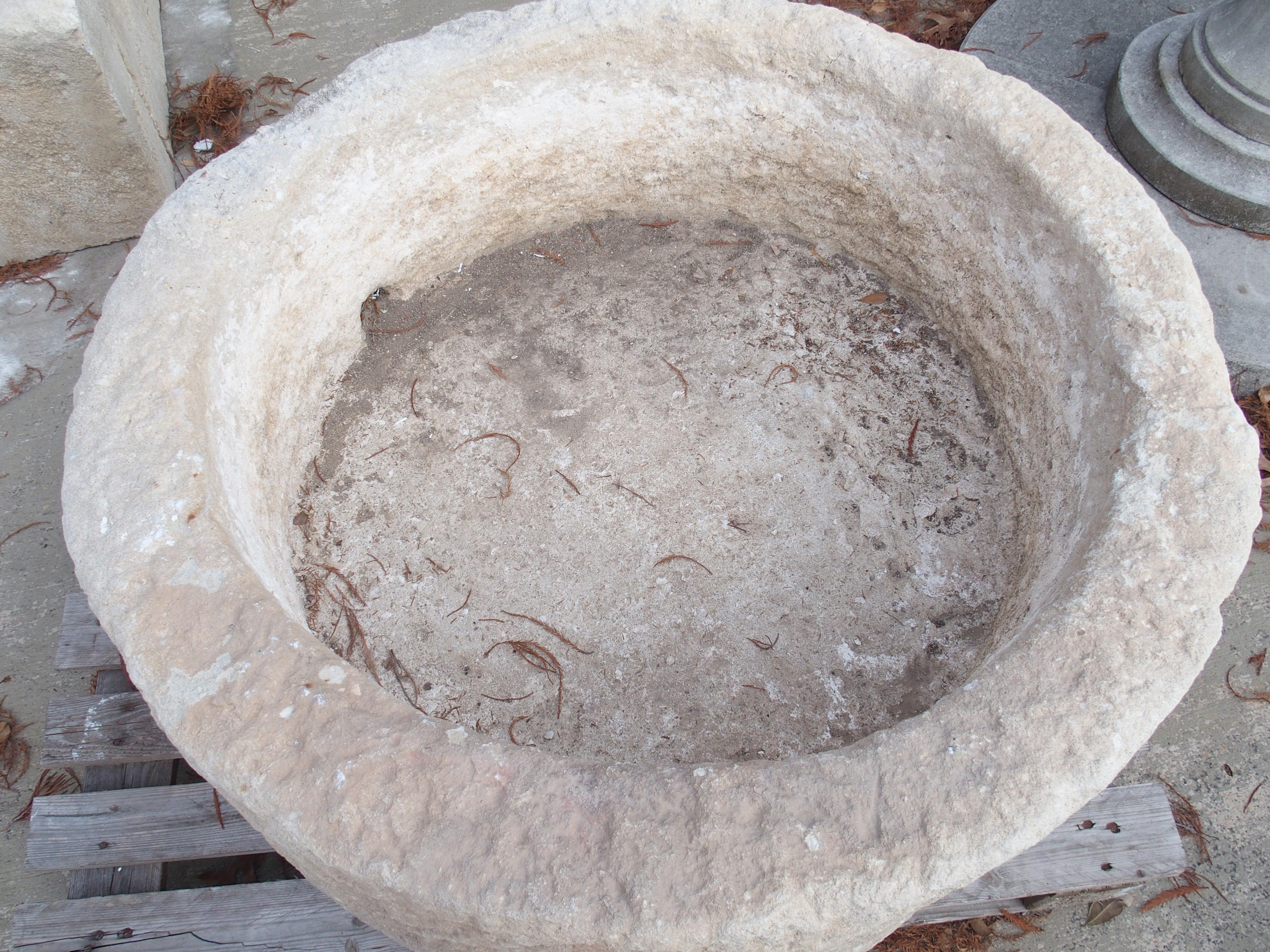 Round Antique Spanish Limestone Trough or Planter, 19th Century 3