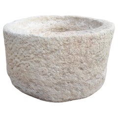 Round Antique Spanish Limestone Trough or Planter, 19th Century