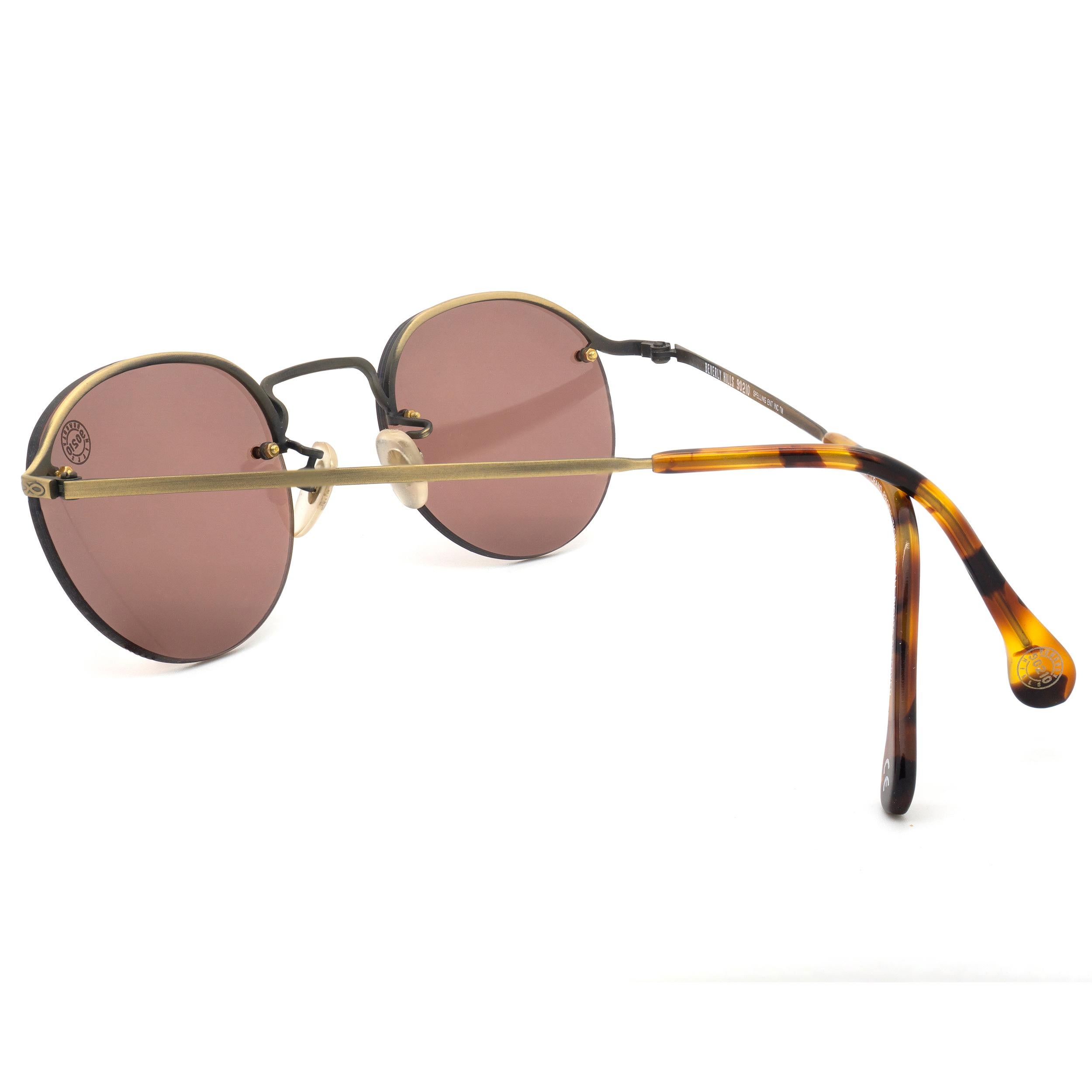 Runde antike Vintage-Sonnenbrille, ITALY 90er Jahre (Braun) im Angebot