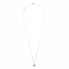 Pendentif grappe en or blanc 18 carats aigue-marine ronde et diamant halo