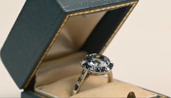 Round Aquamarine (Approx 2.30-Carats) Sapphire & Diamond Halo