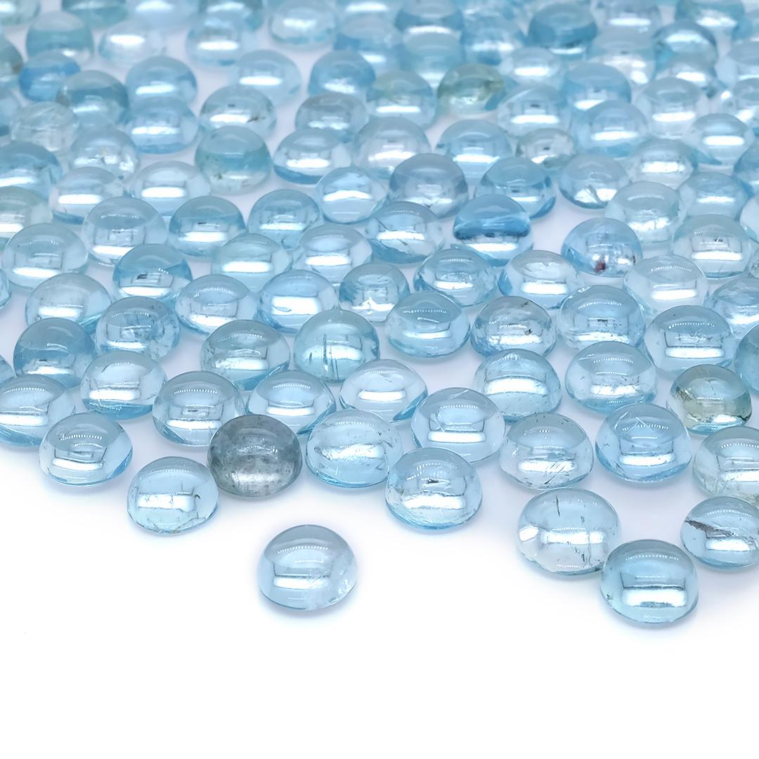 Contemporary Round Aquamarine Cabochons Cts 105.90 For Sale