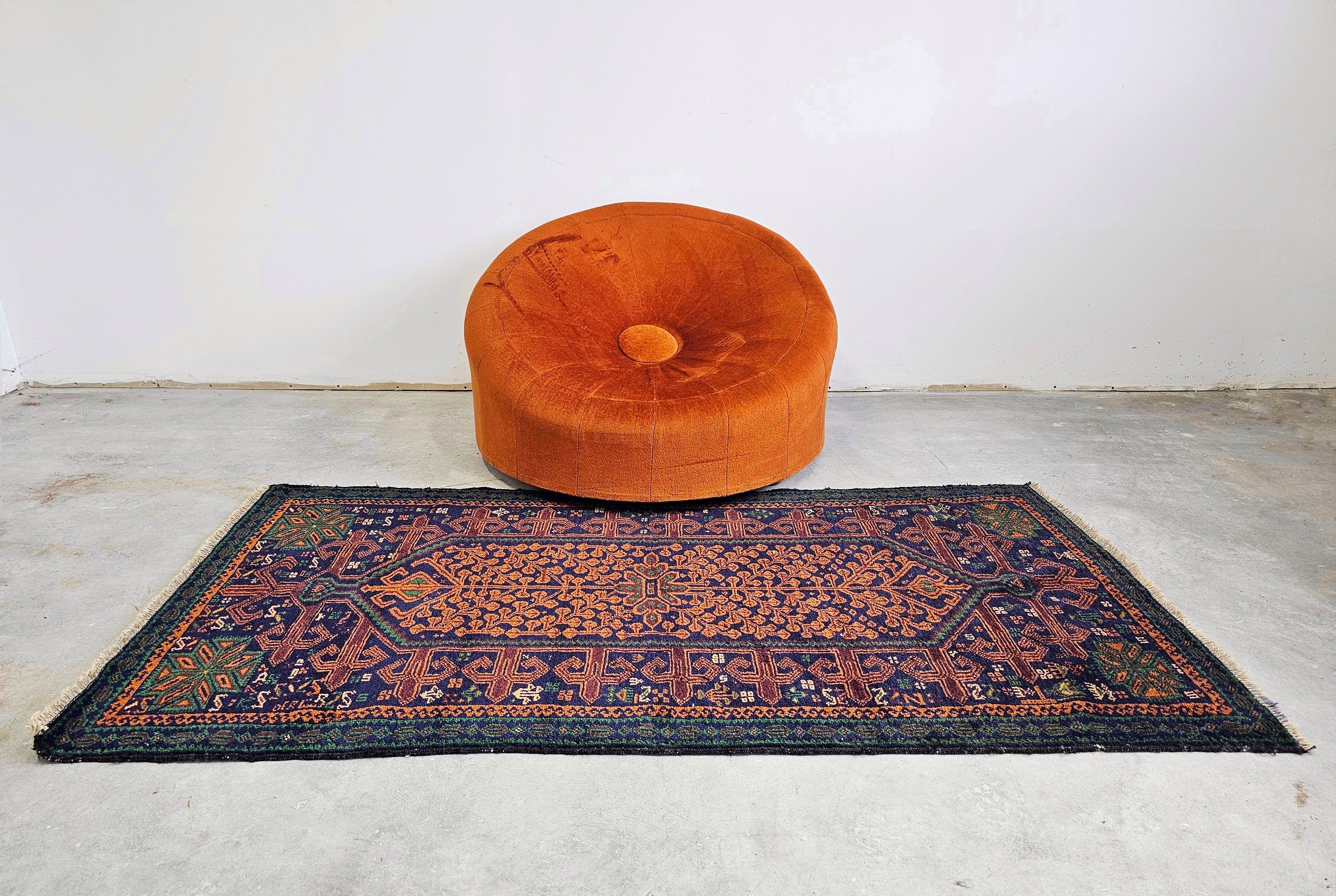 Mid-Century Modern Round Armchair designed as an oversized pouf, in style of Pierre Paulin For Sale
