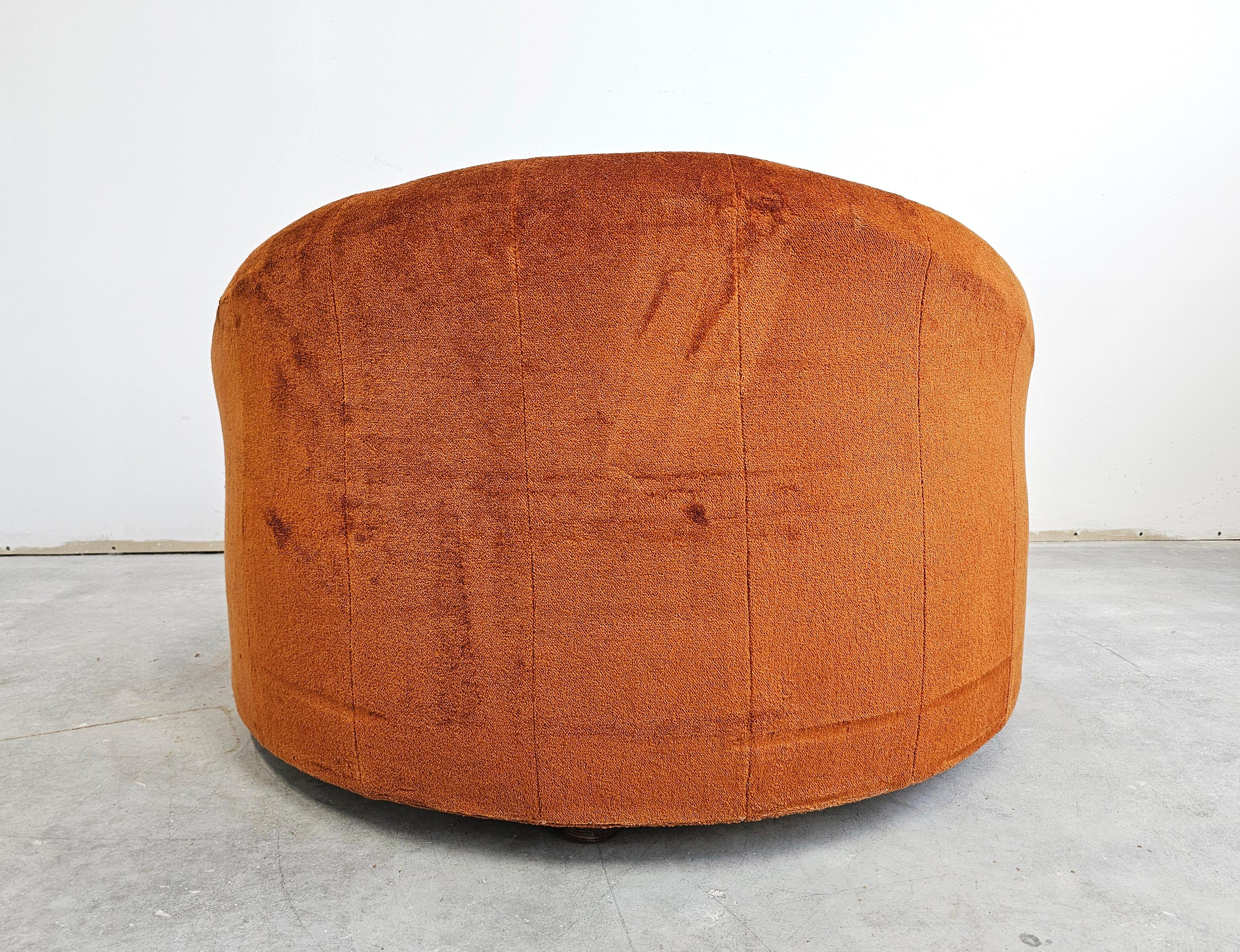 Late 20th Century Round Armchair designed as an oversized pouf, in style of Pierre Paulin For Sale