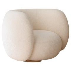 Round Armchair EOF-1 by Emmanuel Outy, Oak feets and fabric, Crafted in France