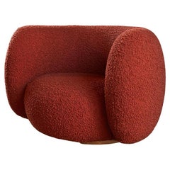 Round Armchair EOF-1 by Emmanuel Outy, Oak feets and fabric, Crafted in France
