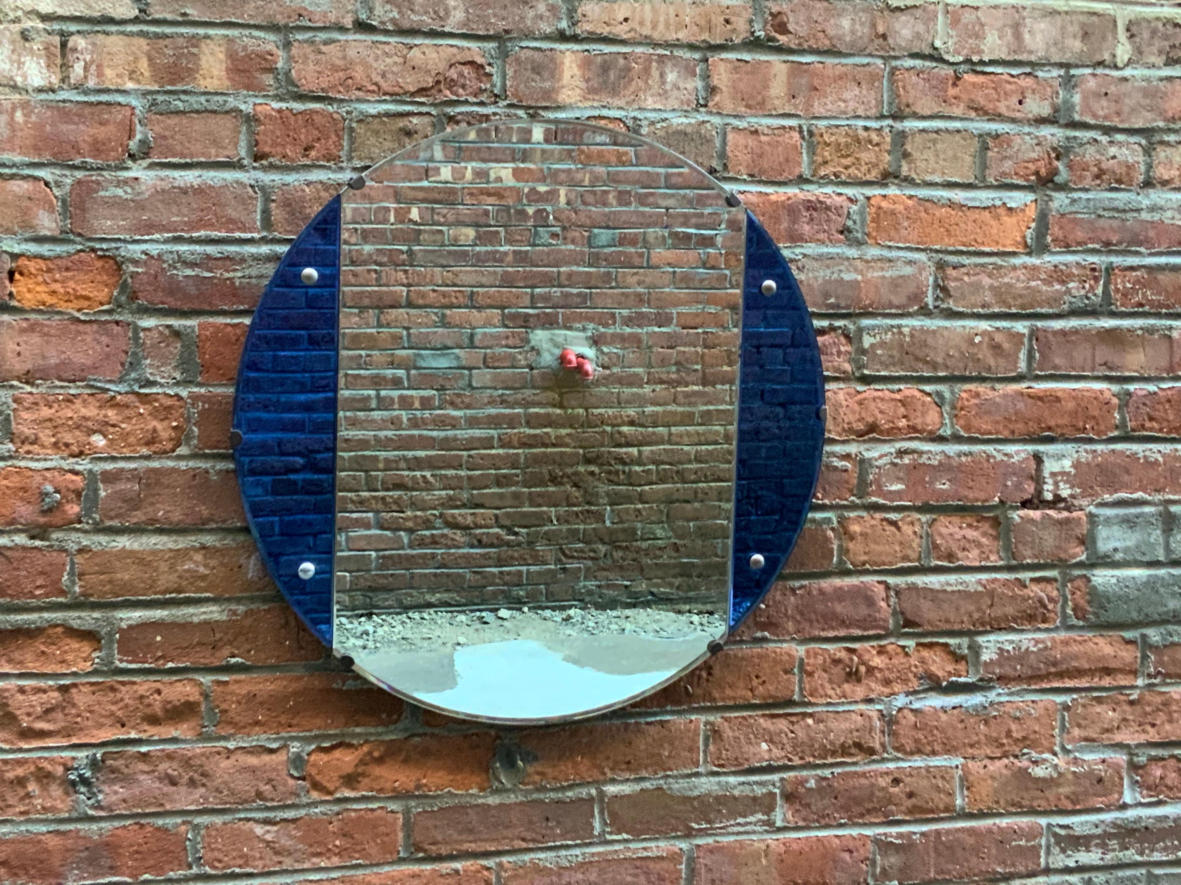 art deco blue mirror