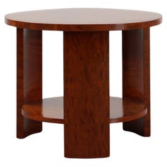 Round Art Deco coffee table in burl veneer, France ca. 1920