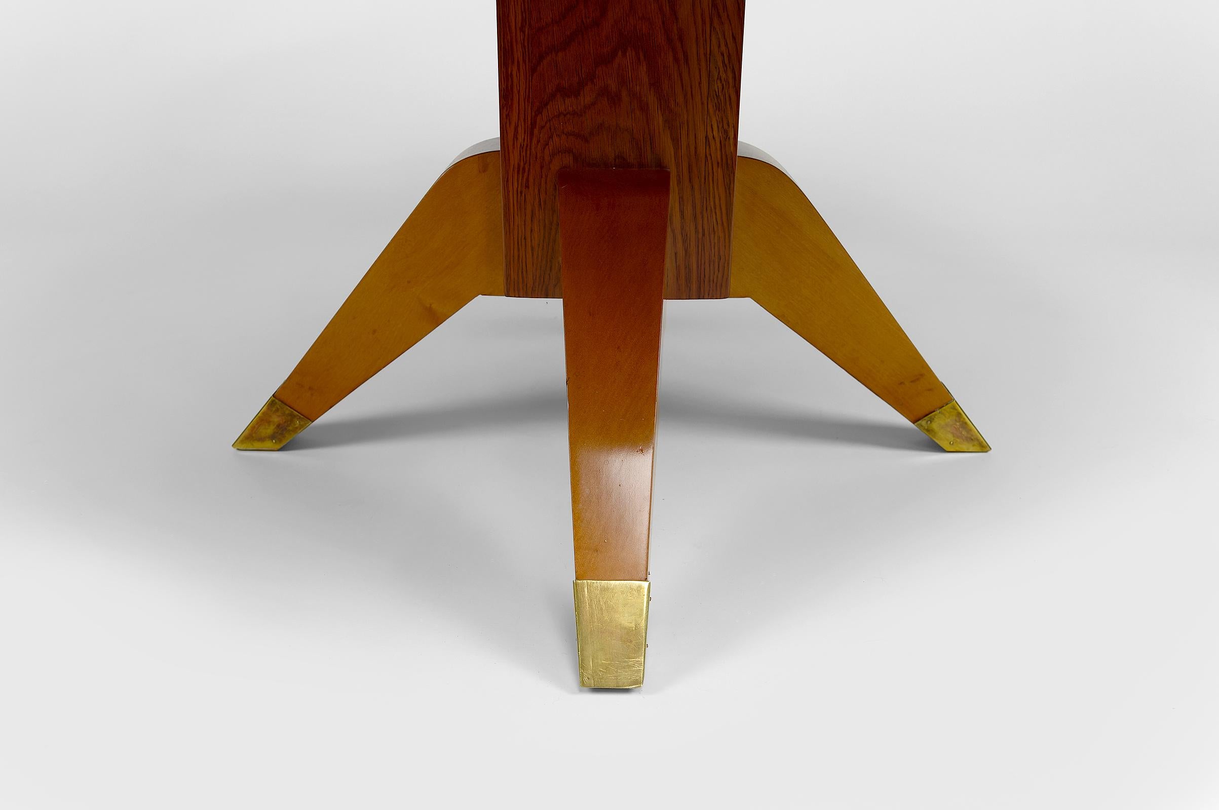 Round Art Deco Coffee Table in Maple Wood, France, circa 1940 1