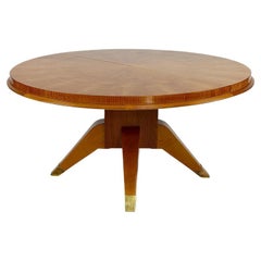 Round Art Deco Coffee Table in Maple Wood, France, circa 1940