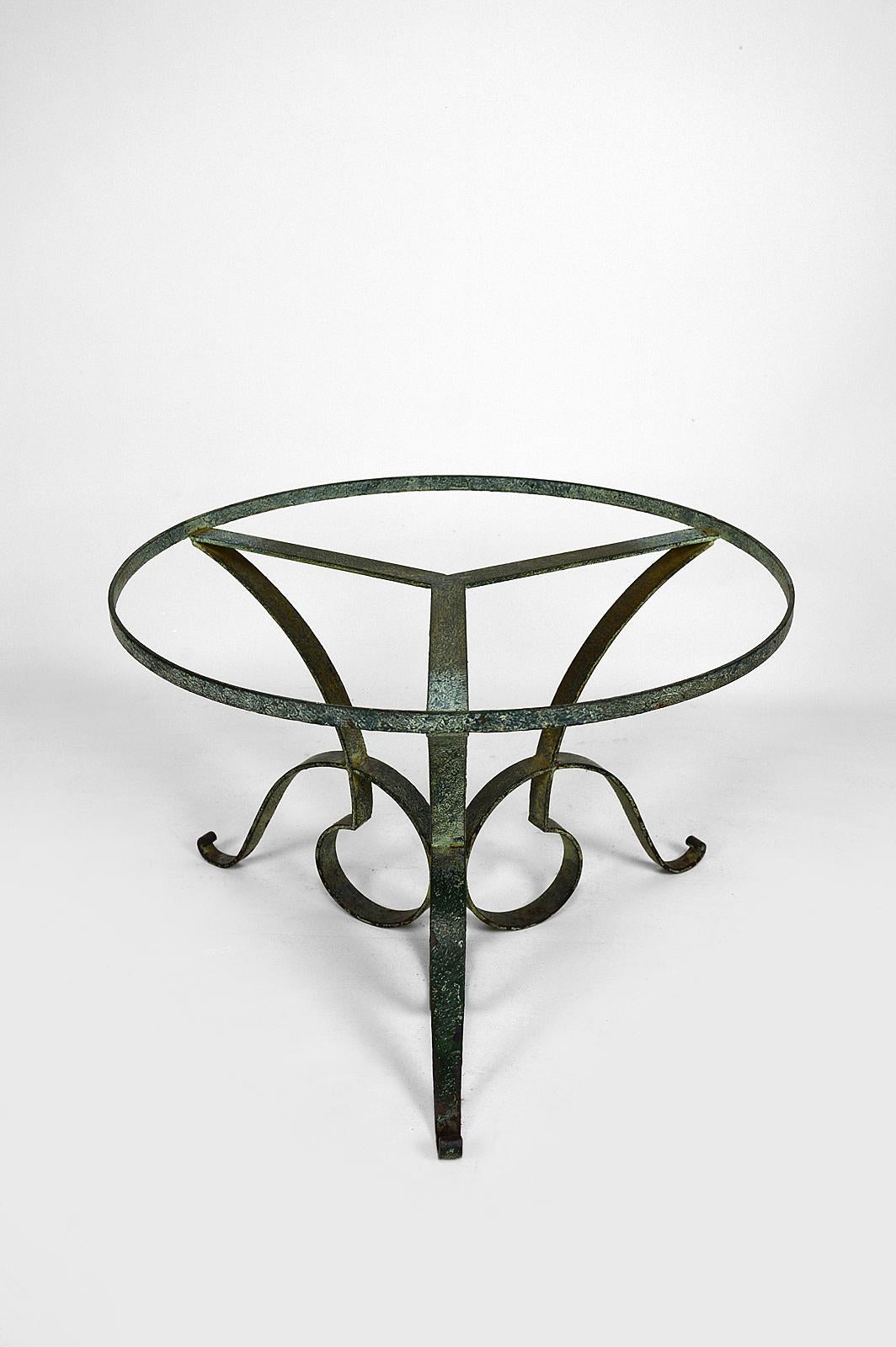 Round Art Deco Coffee Table in Wrought Iron Attributed to Raymond Subes, 1935s 5