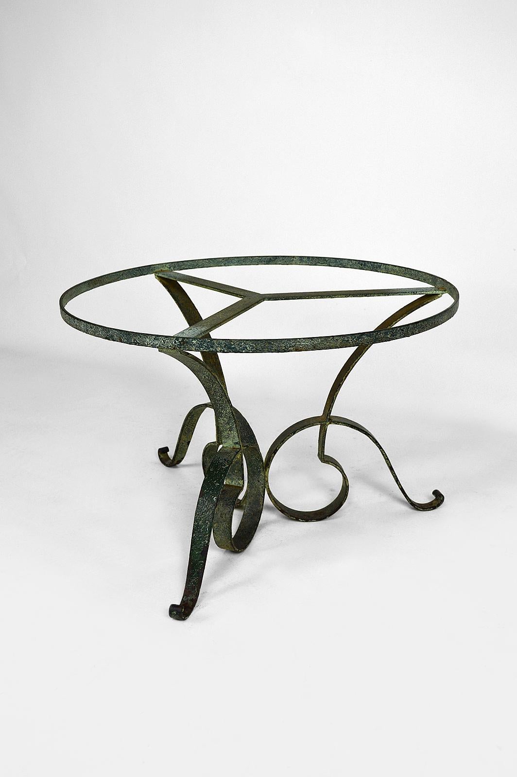 Round Art Deco Coffee Table in Wrought Iron Attributed to Raymond Subes, 1935s 6