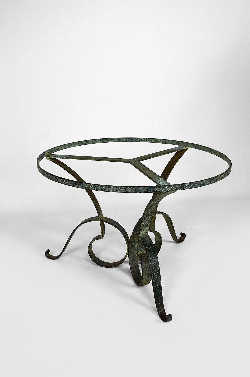 Round Art Deco Coffee Table in Wrought Iron Attributed to Raymond Subes, 1935s 7