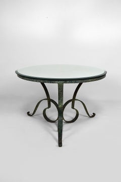Round Art Deco Coffee Table in Wrought Iron Attributed to Raymond Subes, 1935s