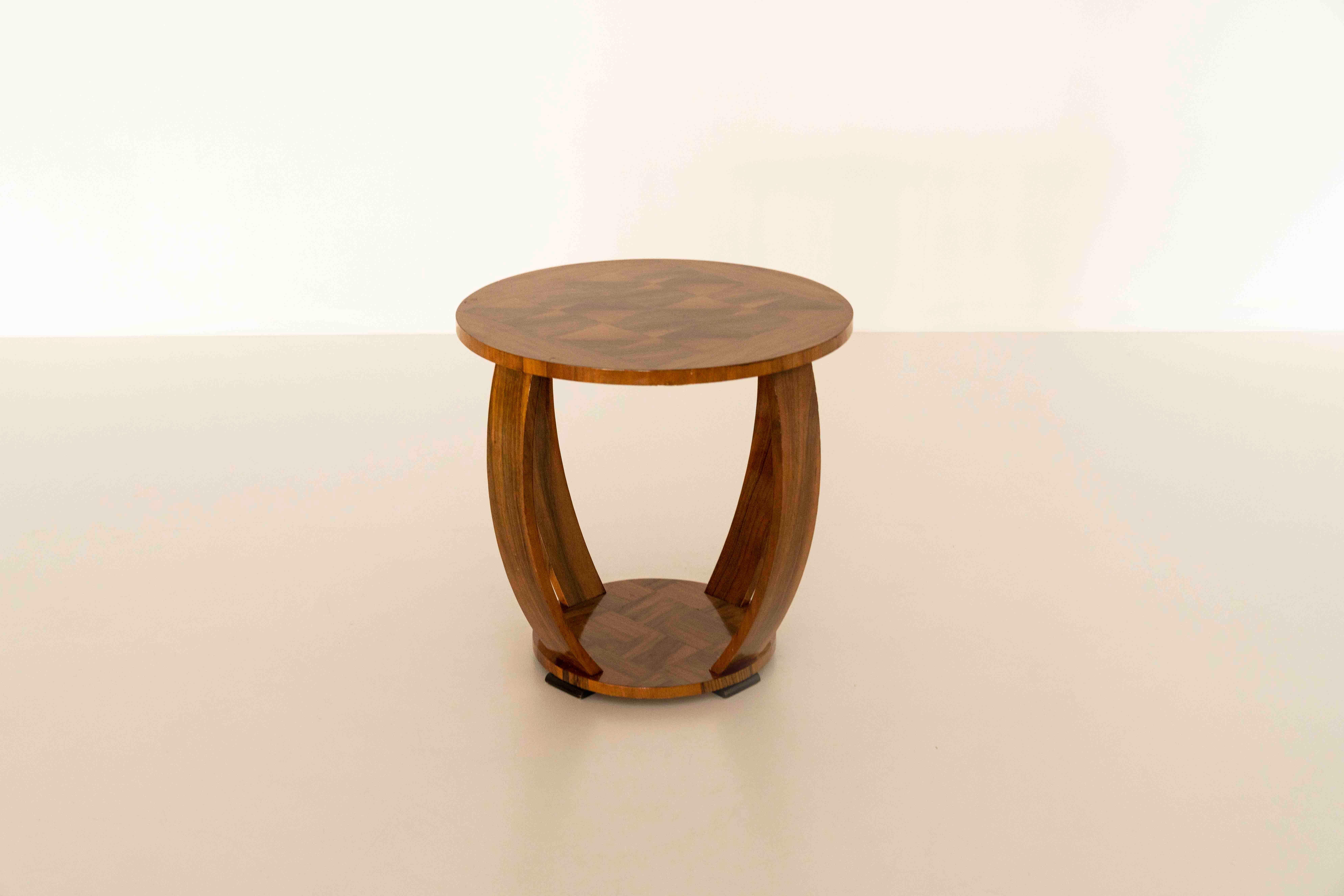 European Round Art Deco Coffee Table with Chesspiece Motiv on Top