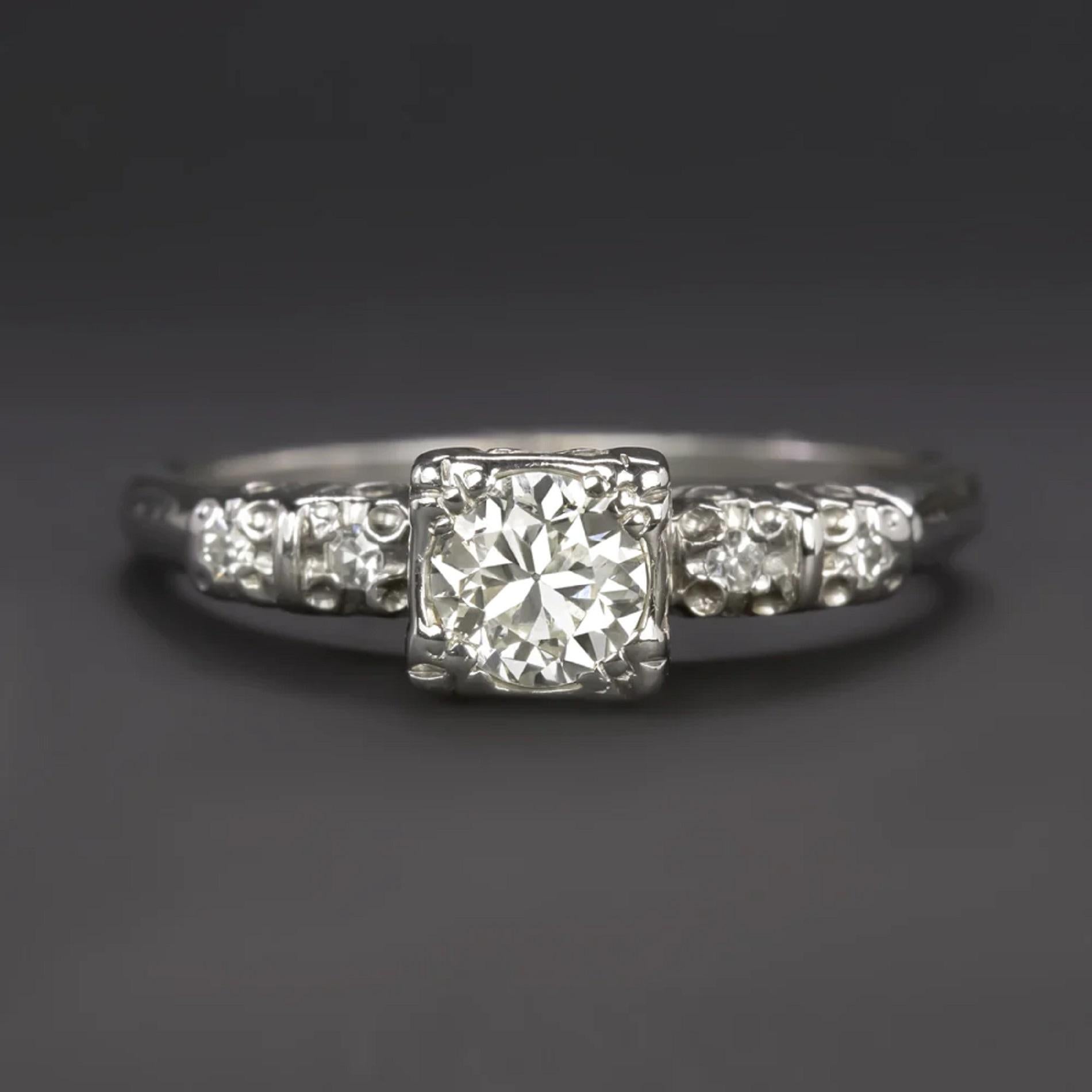 Old Mine Cut Round Art Deco Diamond Ring For Sale