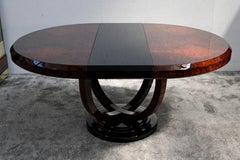 Tavolo da pranzo rotondo Art Deco in legno di Amboyna-Root High Gloss, allungabile, anni '30