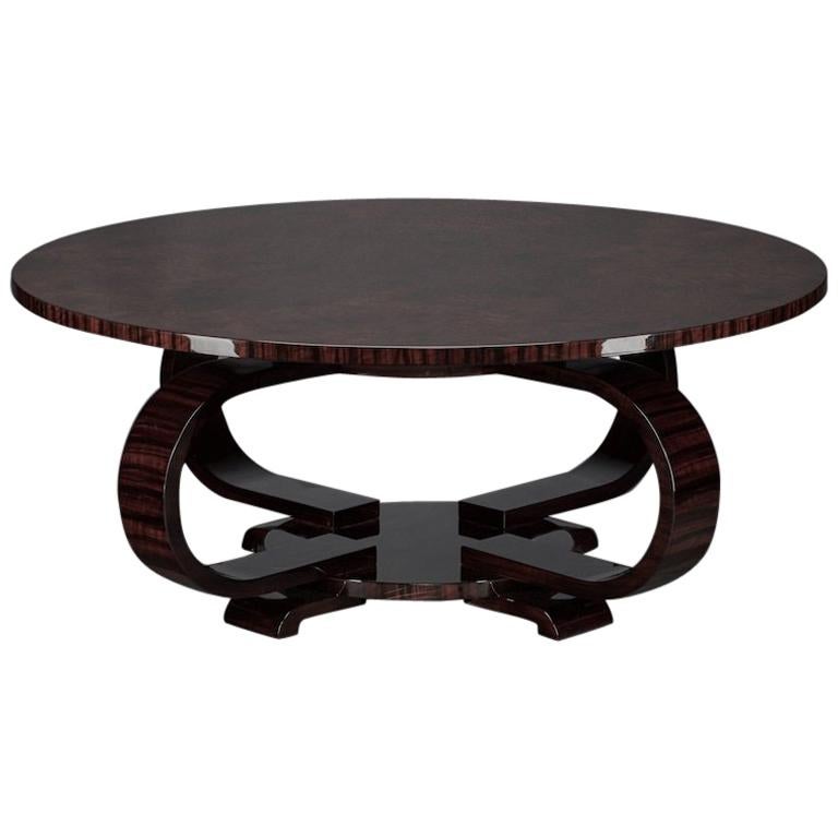 Round Art Deco French Coffee Table in Walnut at 1stDibs