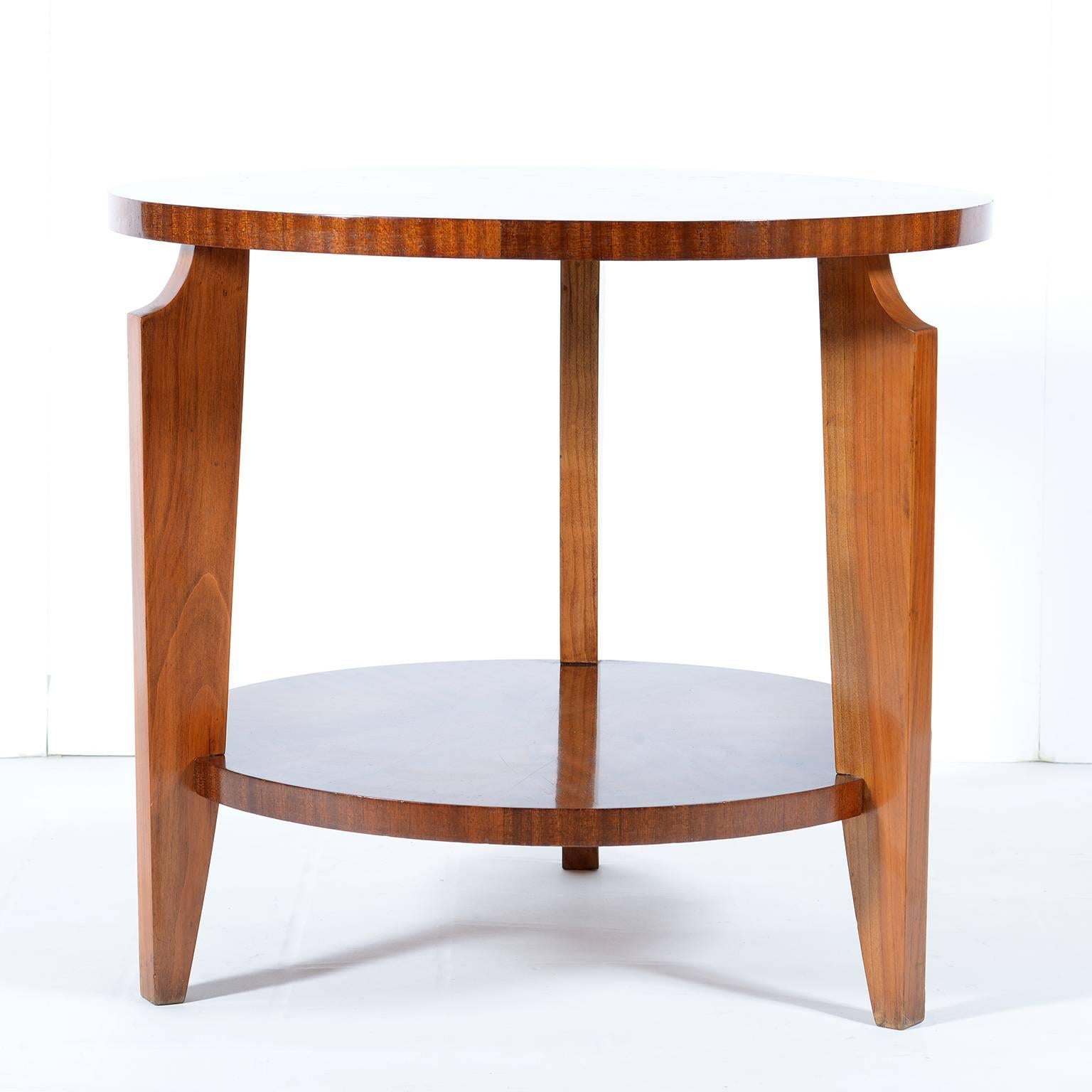 Three elegant solid cheerywood legs and double round top side table or occasional table.
 