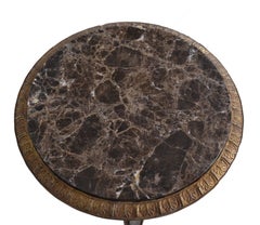 Round Art Deco Marble and Iron Side Table