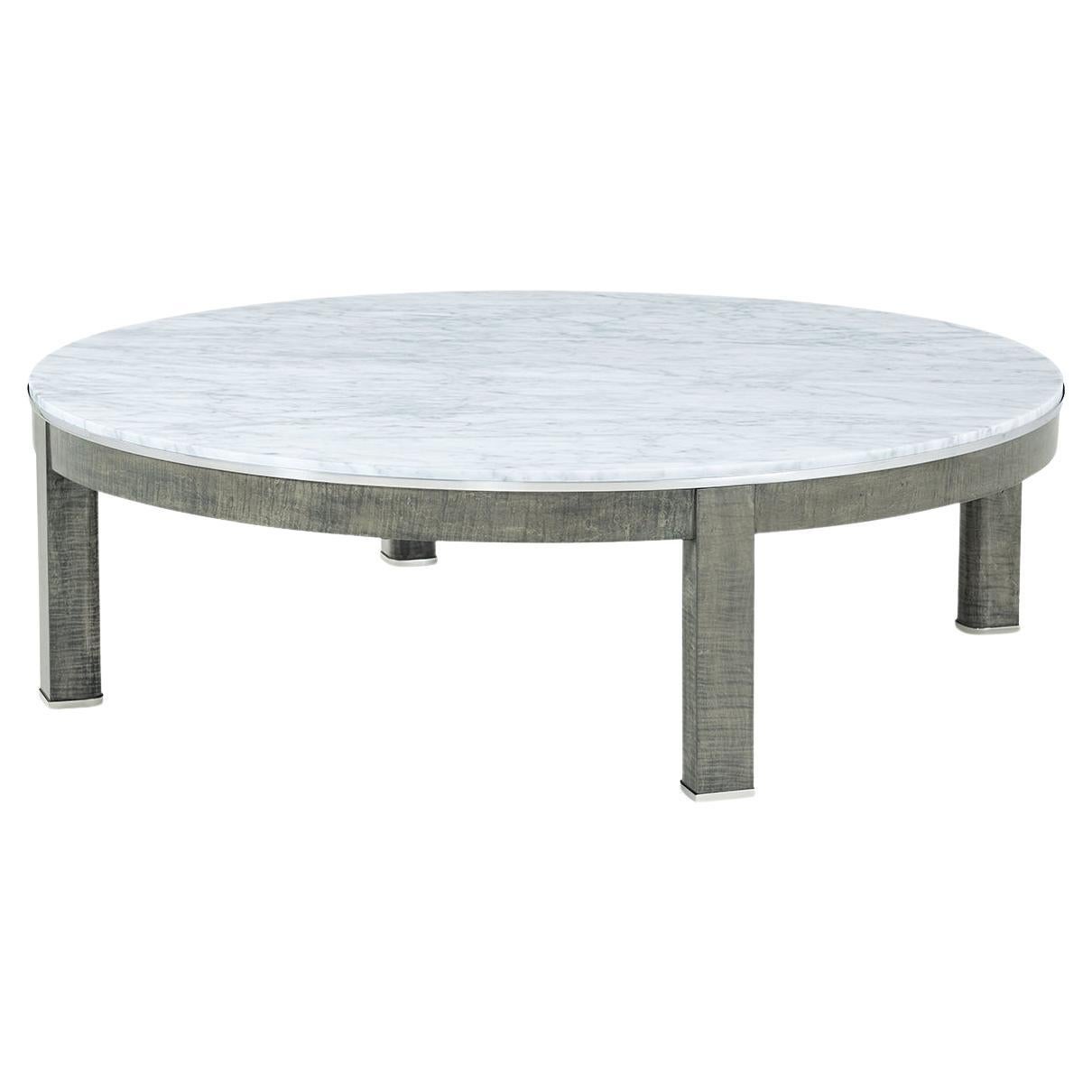 Runder Art Deco Couchtisch mit Marmorplatte
