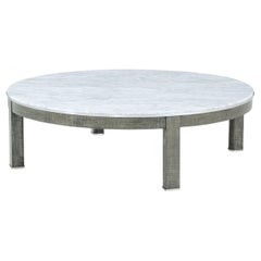 Mesa de centro redonda Art Decó con tapa de mármol