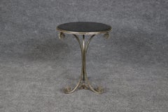 Round Art Deco Metal and Beveled Granite Top End Table in the manner Oscar Bach