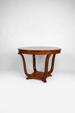 Round Art Deco Pedestal Table in Walnut, France, circa 1930