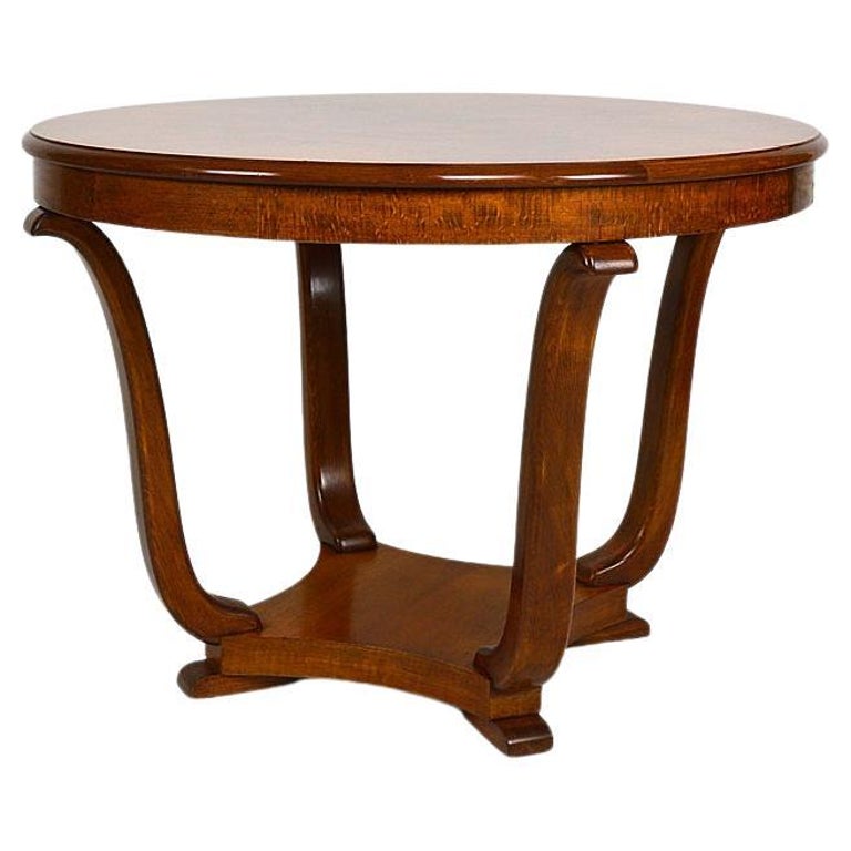 Round Art Deco Pedestal Table in Walnut, France, circa 1930 For Sale at