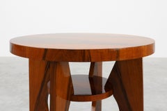 Round Art Deco side or coffee table in wood, France 1920s