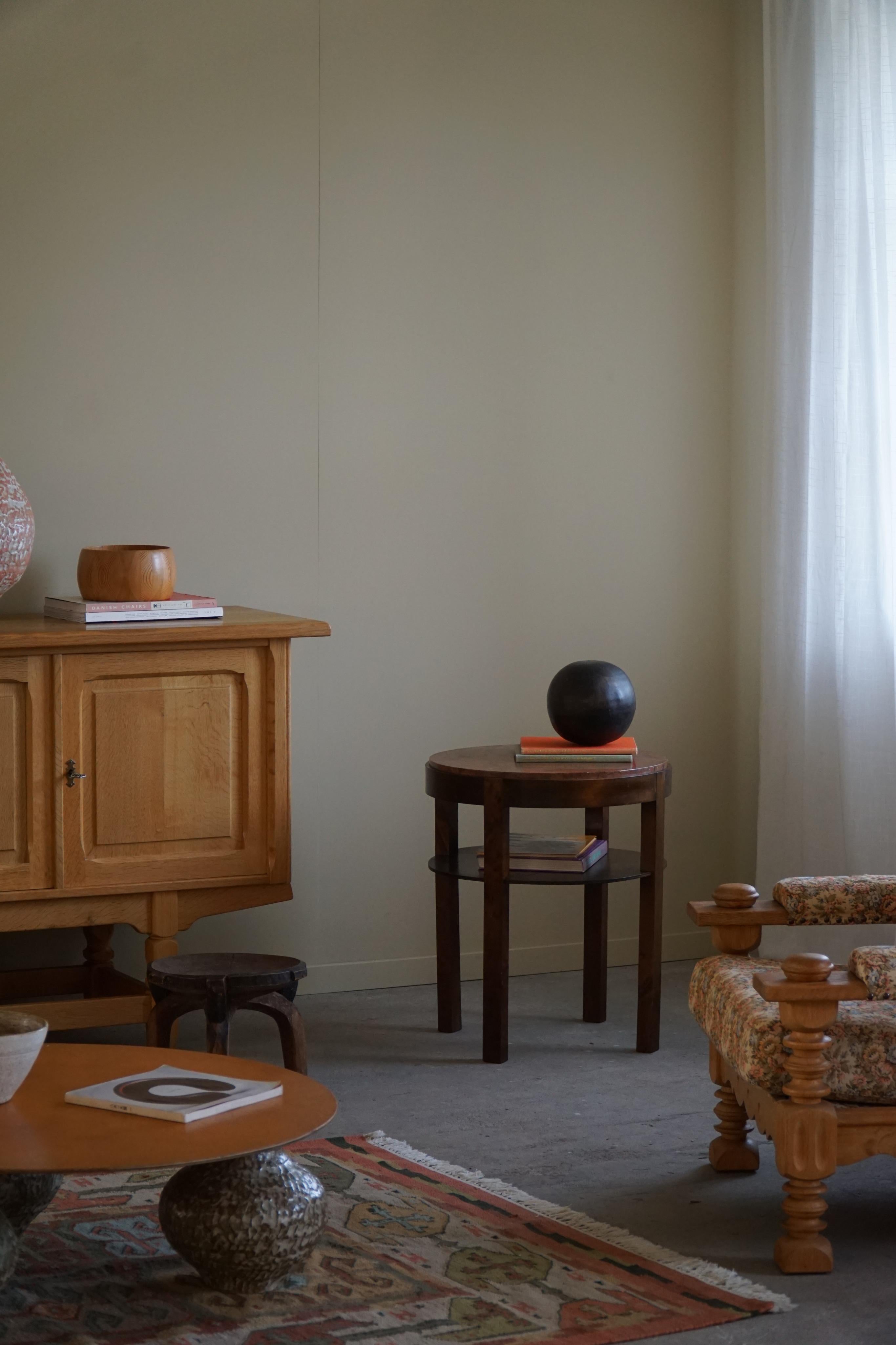 Round Art Deco Side Table in Beech & Marble Top, By a Danish Cabinetmaker, 1940s For Sale 5