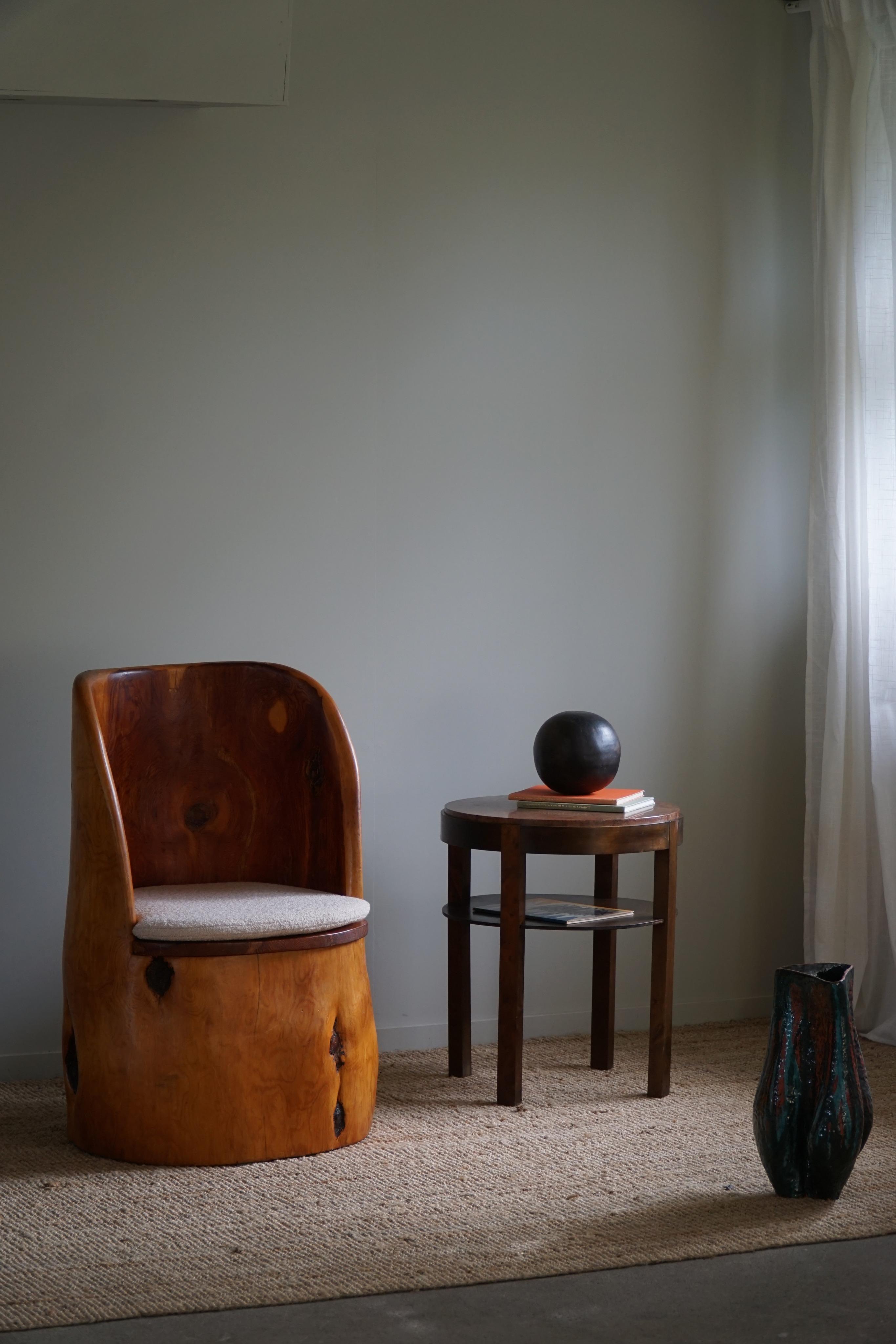 Round Art Deco Side Table in Beech & Marble Top, By a Danish Cabinetmaker, 1940s For Sale 6