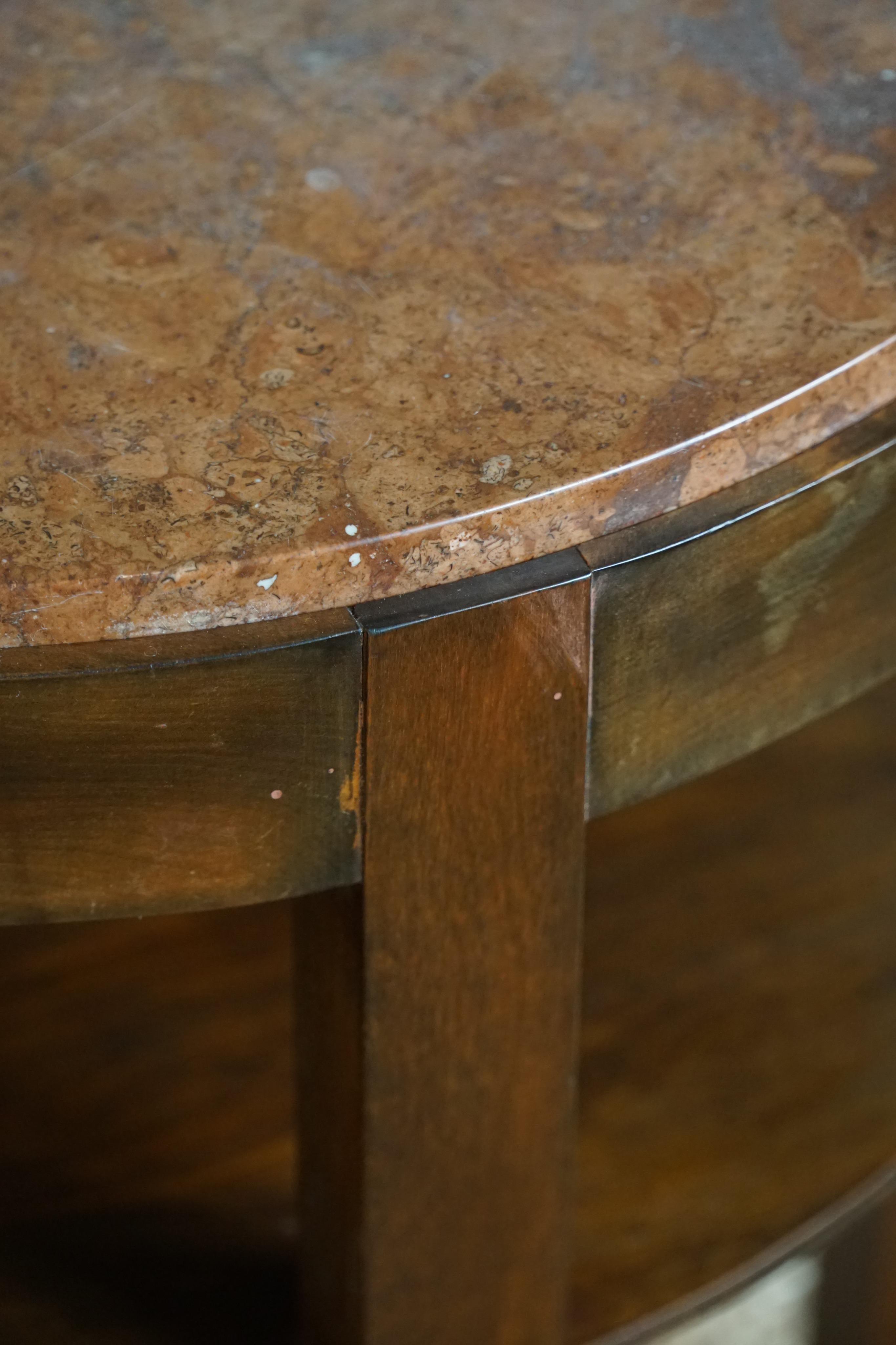 Round Art Deco Side Table in Beech & Marble Top, By a Danish Cabinetmaker, 1940s For Sale 1