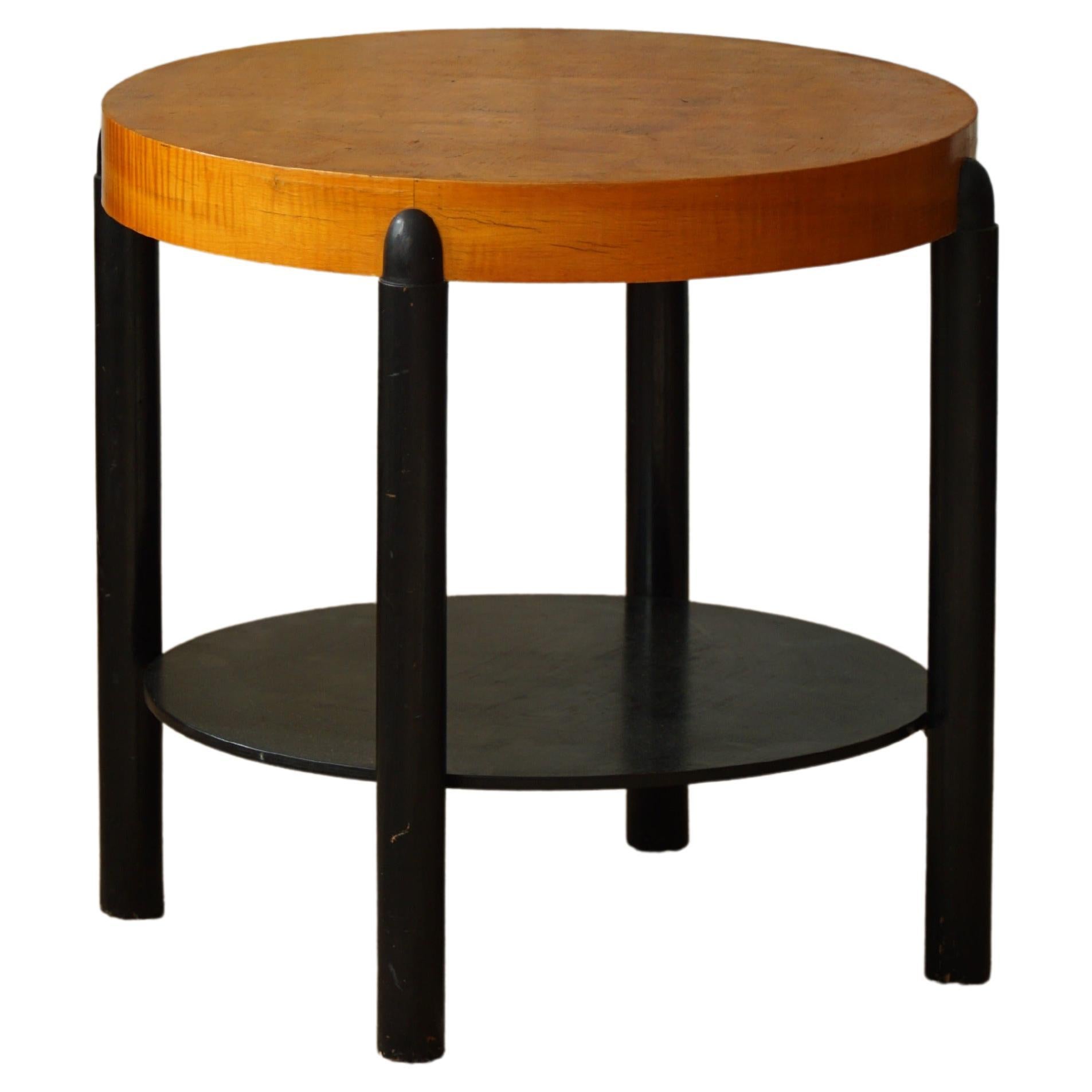 Round Art Deco Side Table in Birch, By a Danish 1940s For