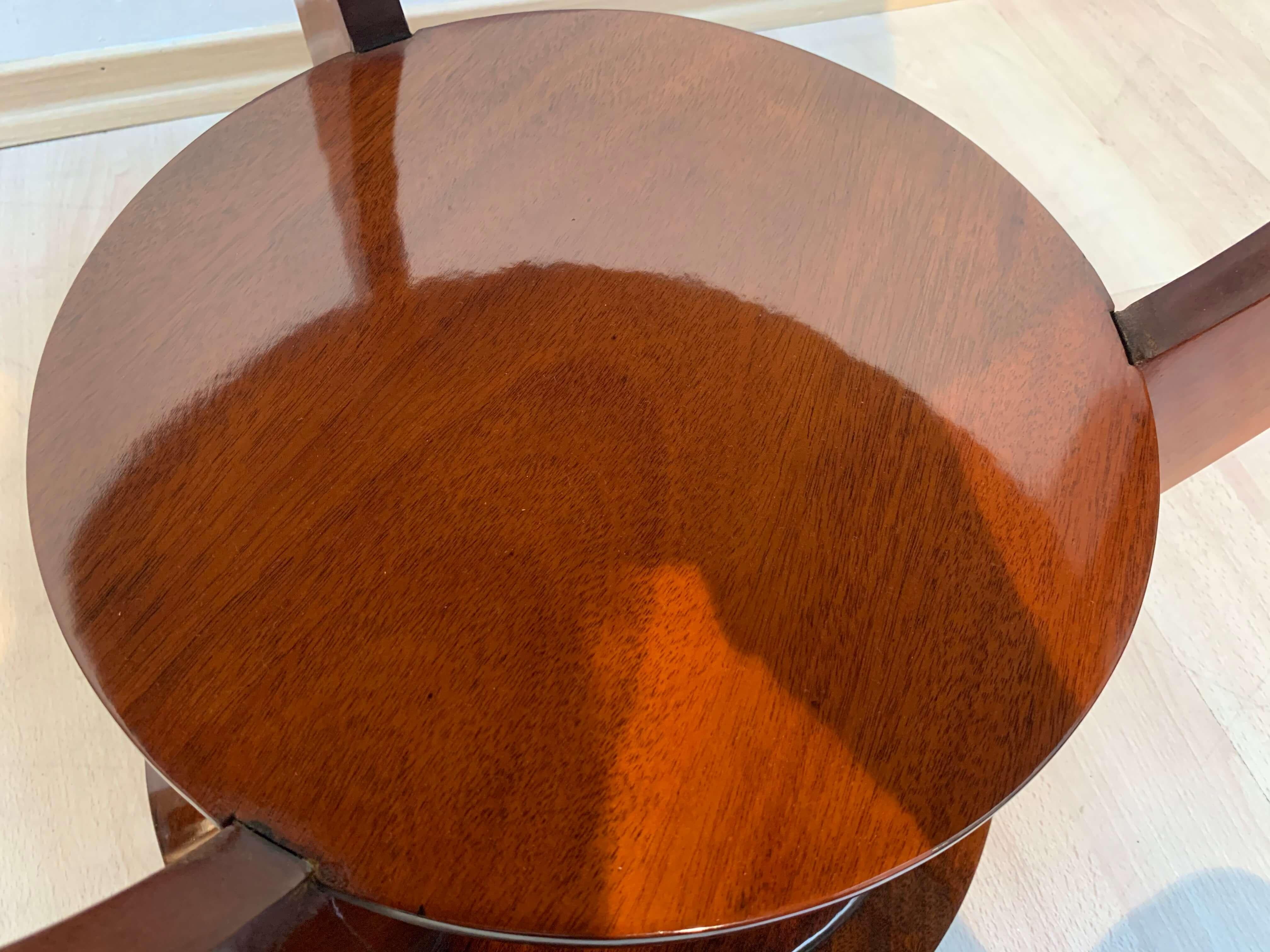 Round Art Deco Side Table, Palisander, Signed, French Polish, France, circa 1925 3