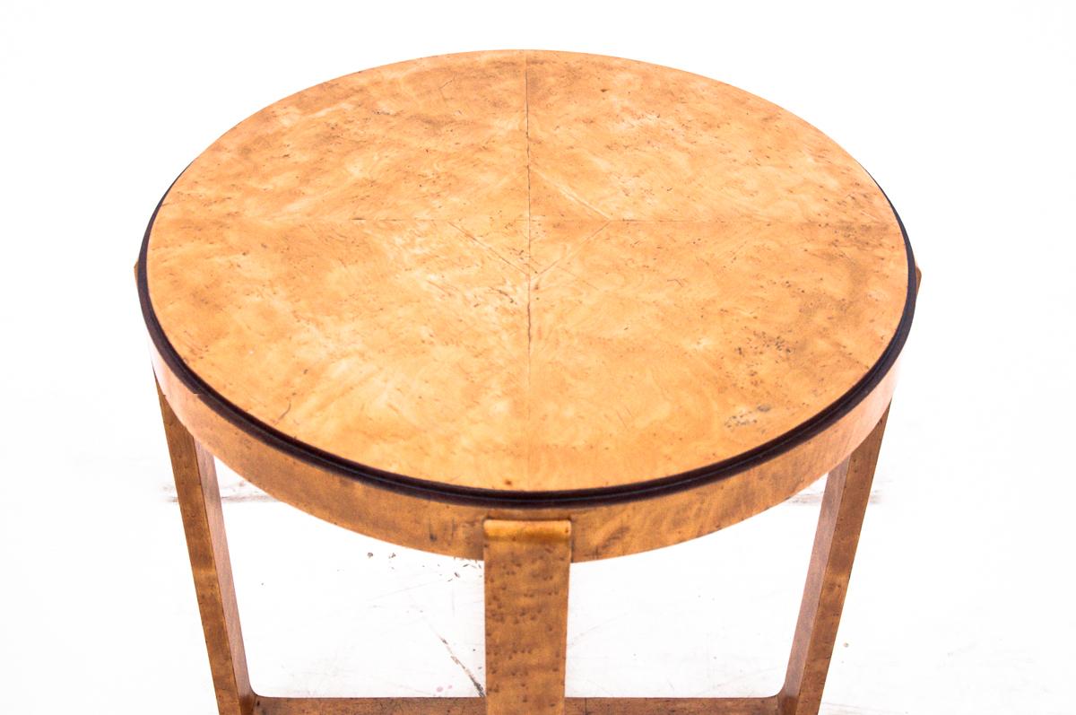 Round Art Deco Side Table, Poland, 1950s In Good Condition In Chorzów, PL