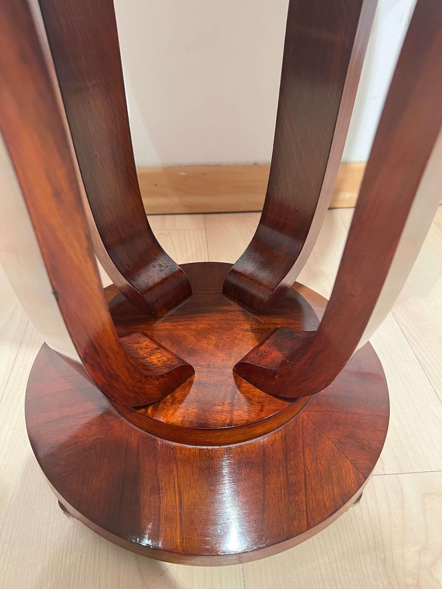 Round Art Deco Side Table, Walnut Veneer, France, circa 1930 6