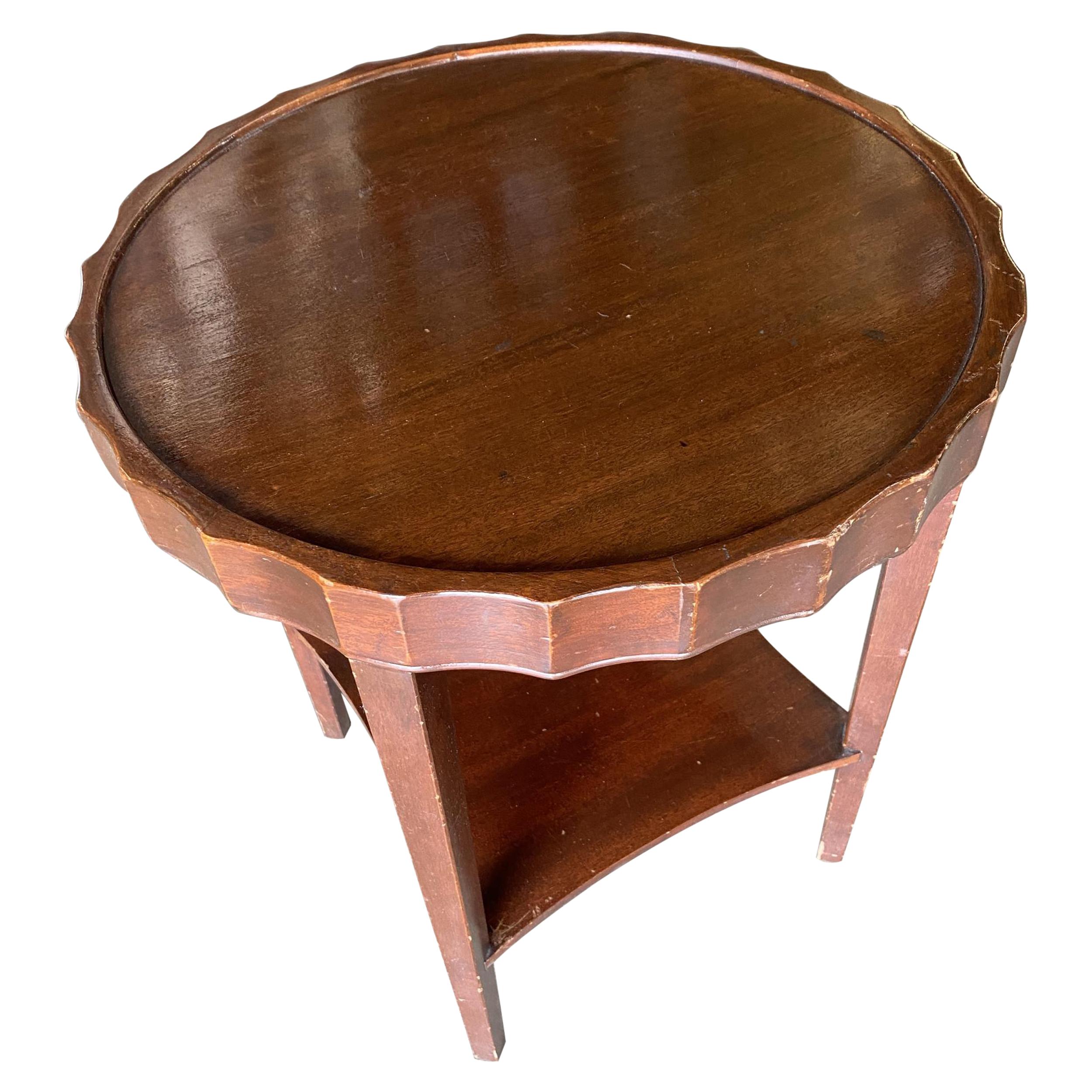 Round Art Deco Smoking Side Two-Tier Table with Bottle Cap Top For Sale