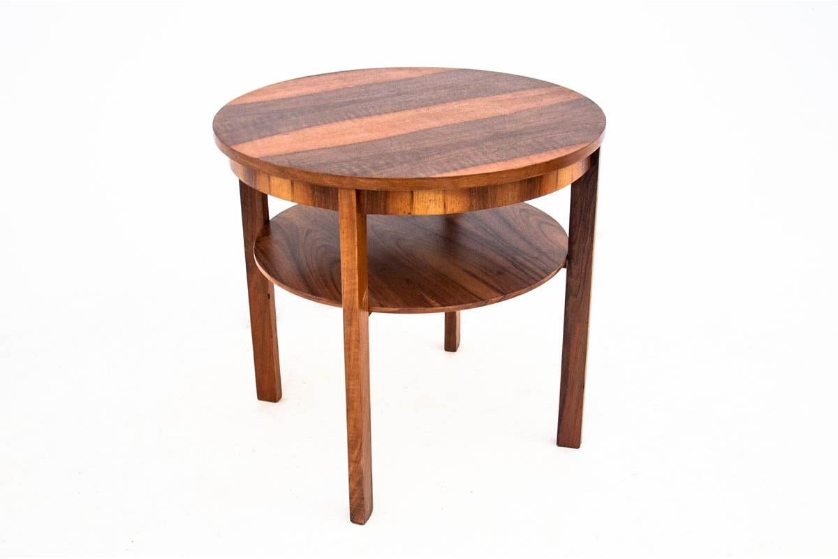 Mid-20th Century Round Art Deco Table, Poland, 1950s, Renovated