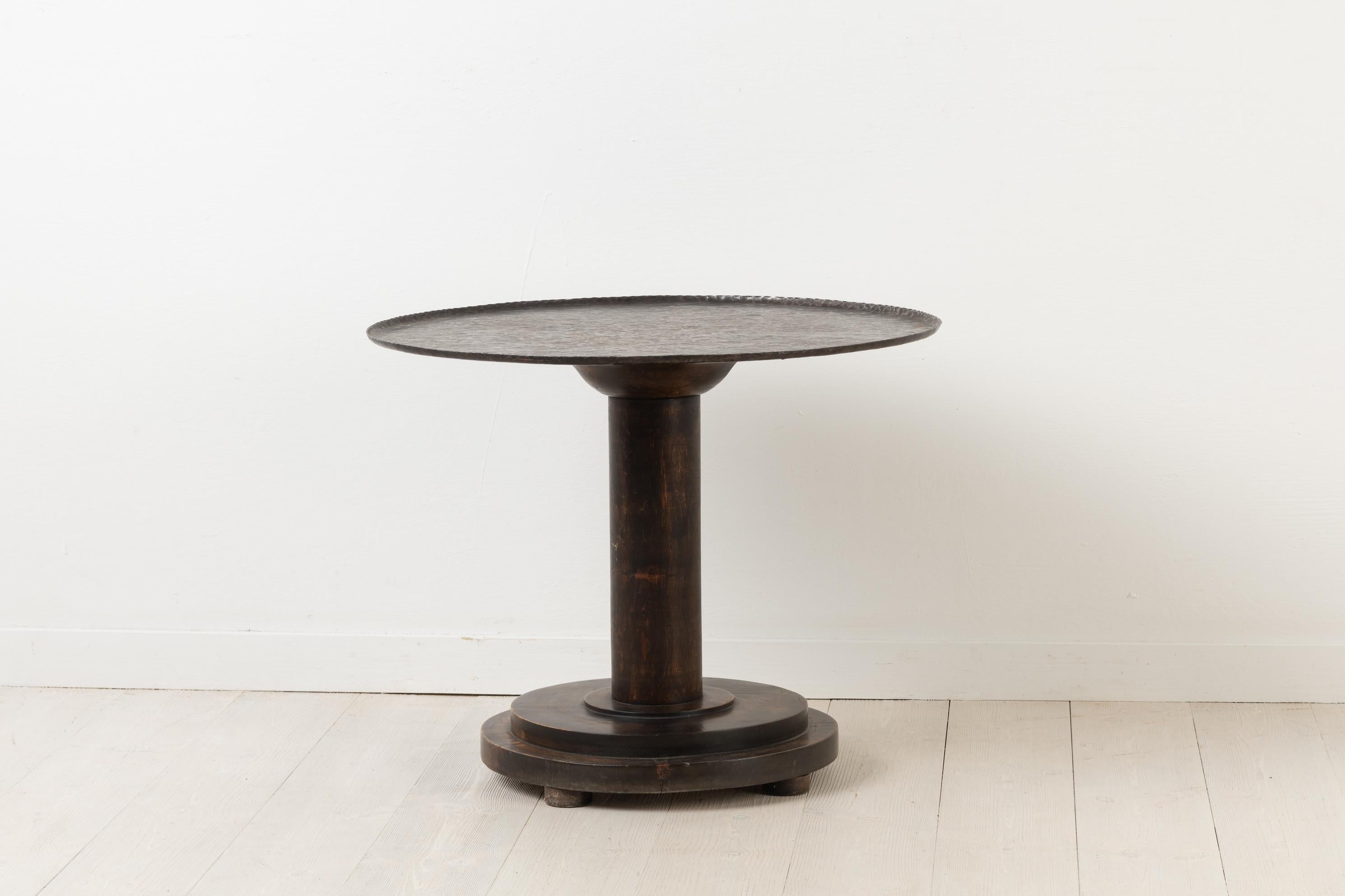 Swedish Round Art Deco Table with Iron Table Top