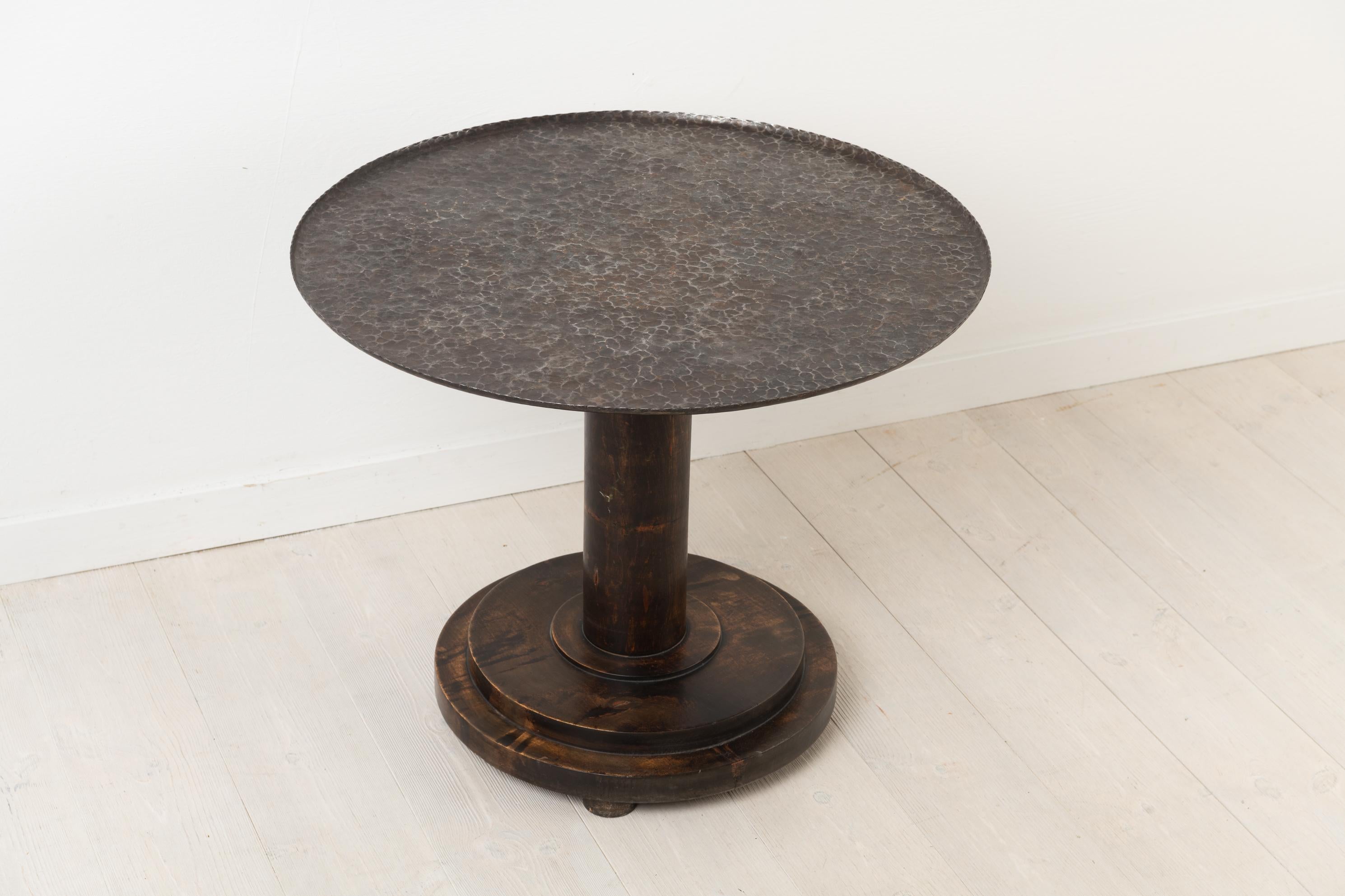 20th Century Round Art Deco Table with Iron Table Top