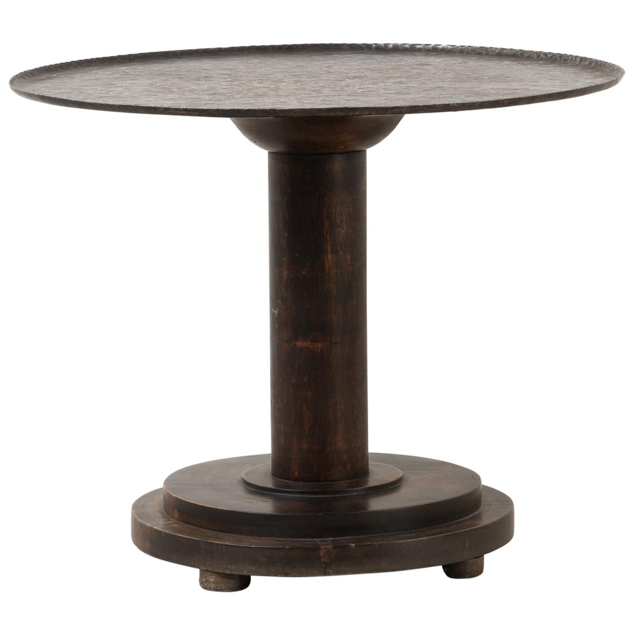 Round Art Deco Table with Iron Table Top